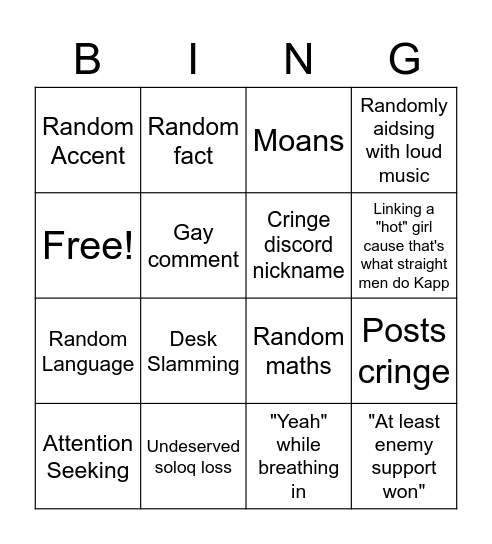 Peter Bingo Card