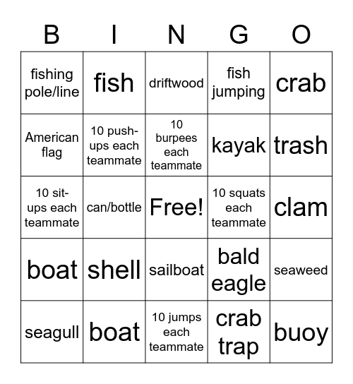 B'more SUP CAMP Bingo Card
