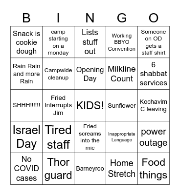 Staff Meeting 4 Bingo Card