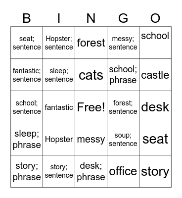 words with s Bingo Card