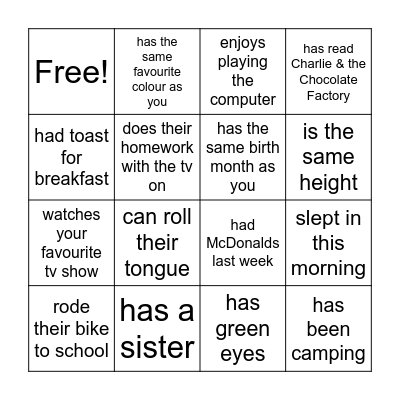 FIND SOMEONE WHO Bingo Card