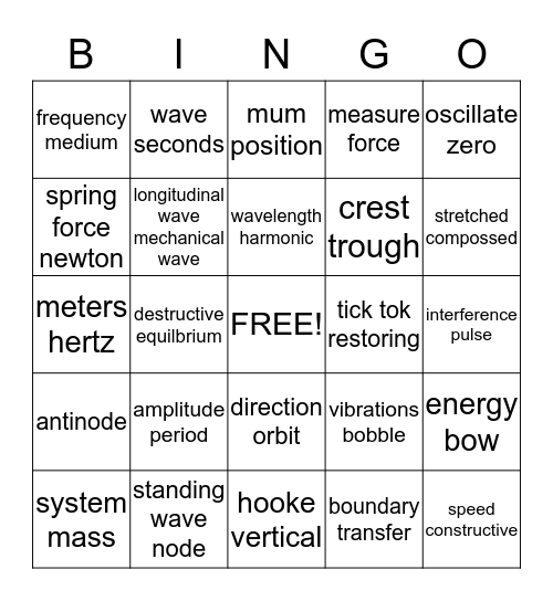 Physics  Bingo Card