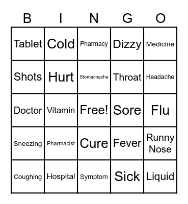 medicine Bingo Card