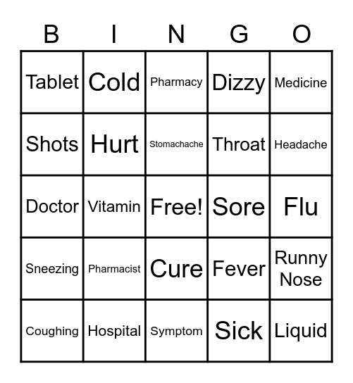 medicine Bingo Card