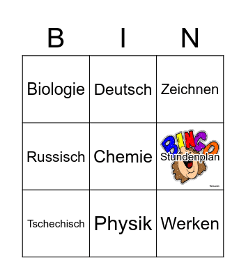 Schulfächer Bingo Card