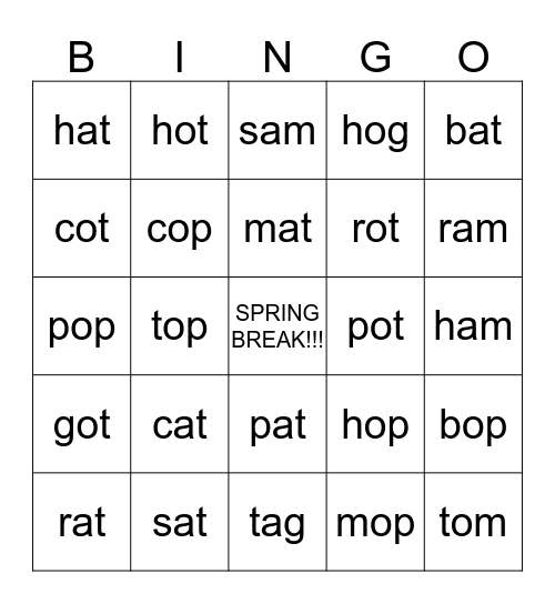 WORD BINGO Card