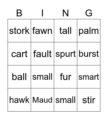 Phonics 7-9 Bingo Card