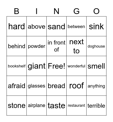 WL1 B9 voc Bingo Card