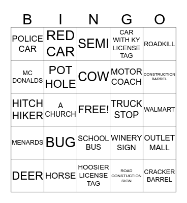 THINGS ON 65 Bingo Card