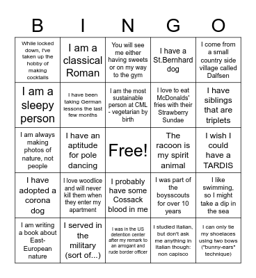 Human Bingo Card