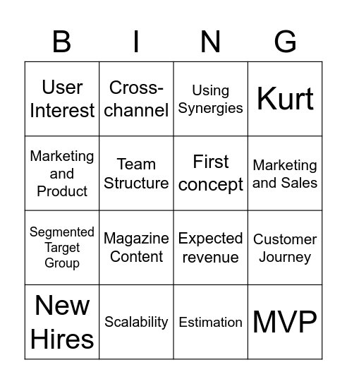 Marketing Bingo Card