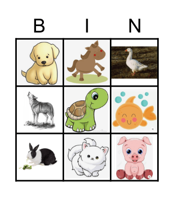 Tiere Bingo Card