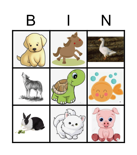 Tiere Bingo Card