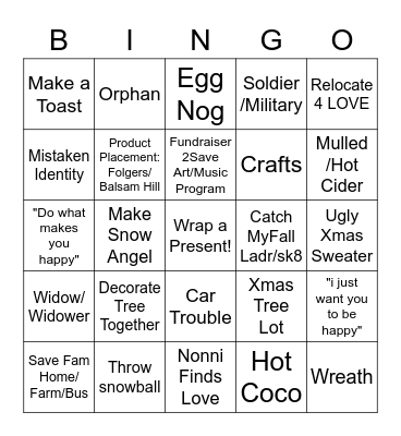 Hallmark Movie Bingo Card
