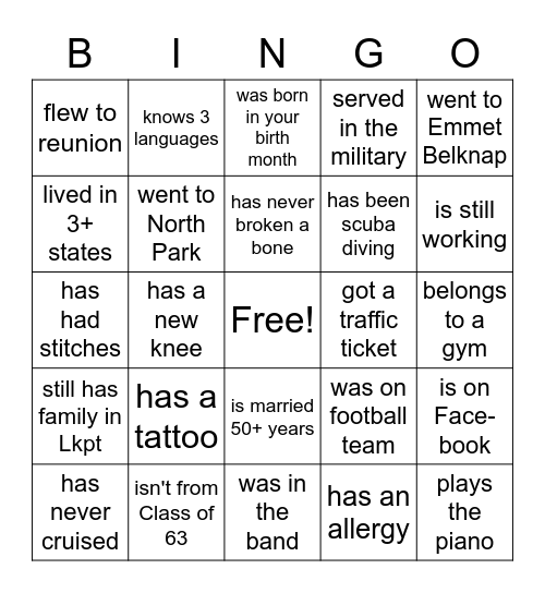 Find someone who...(may only sign card 2x) Bingo Card