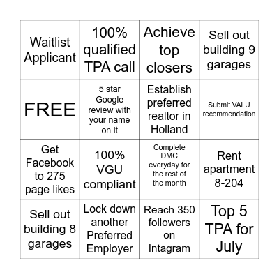 OLIVIA Bingo Card