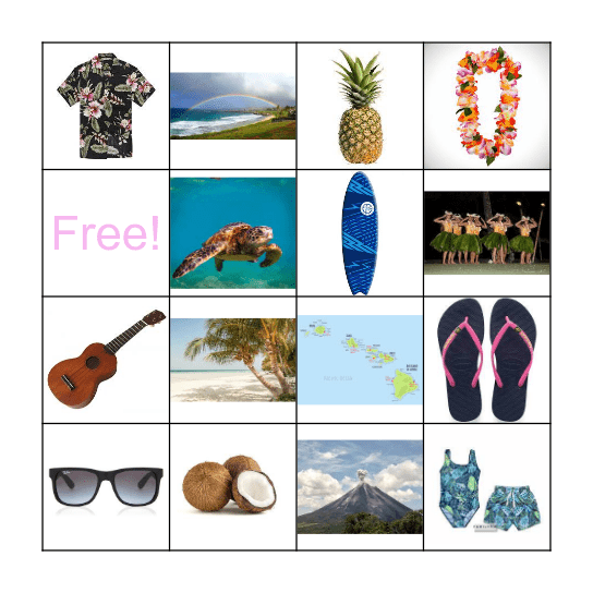 Hawaii Bingo Card