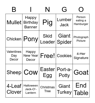 Fair Bingo & Holidays you Missed Bingo Card