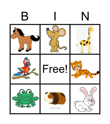 Animal Friends Bingo Card