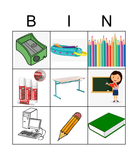 Schule und Schulsachen Bingo Card
