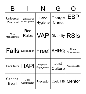 Nurse Residency Bingo Card