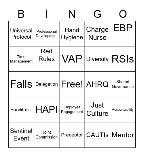 Nurse Residency Bingo Card