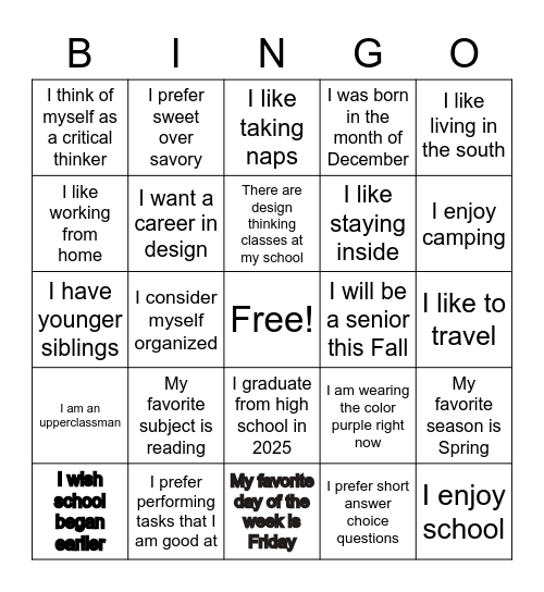 Giraffs Bingo Card