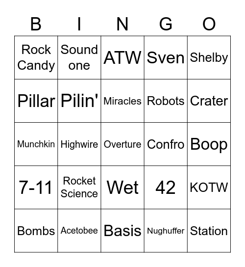 Atlanta Bisco Bingo Card