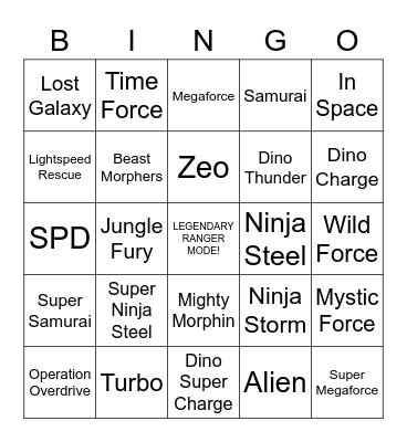 Legendary Ranger Mode Bingo Card