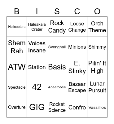 George Bisco Bingo Card