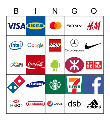 Famous Brands/Logos in HK Bingo Card