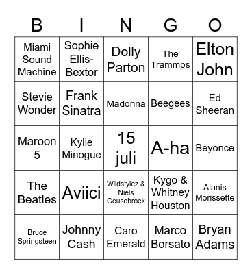 Veluwestraat MuziekBingo Card