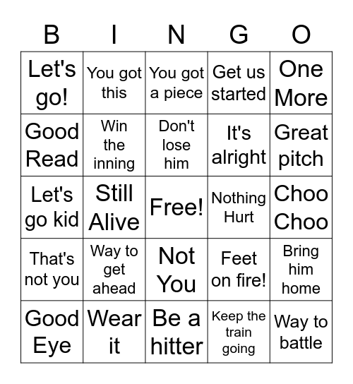 BASEBALL BINGO Card