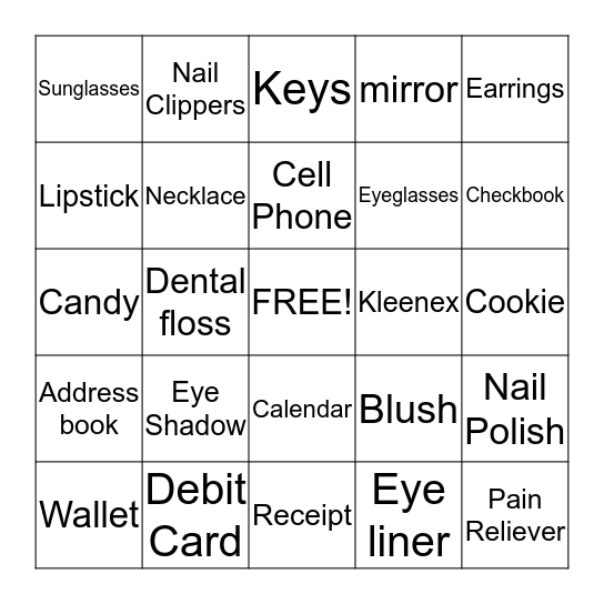 PURSE BINGO Card