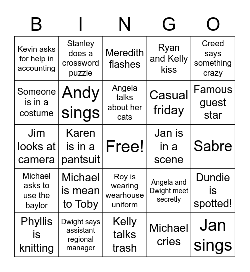 The Office Bingo! Bingo Card