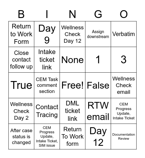 'Task Task Task Task Task!!' Bingo Card