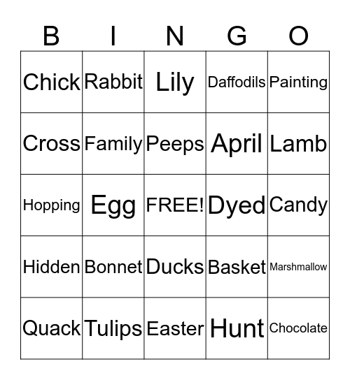 Easter Bingo Card