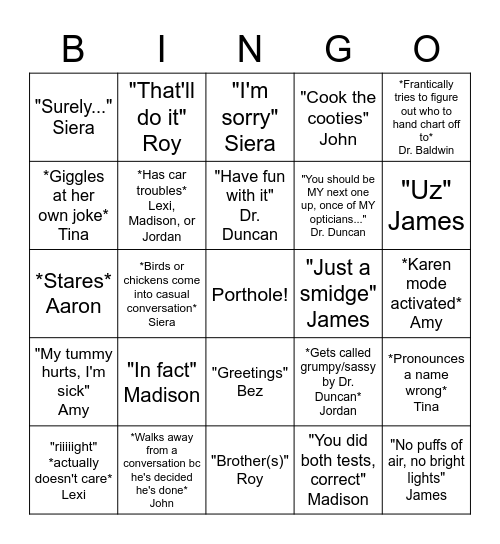 Ambest on Repeat Bingo Card