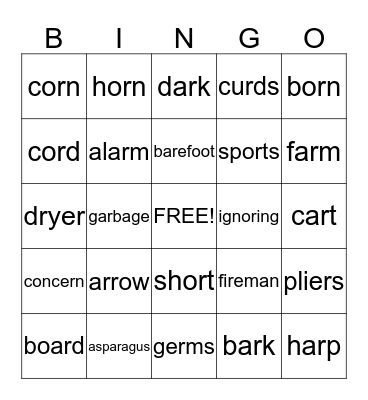 R medial Bingo Card