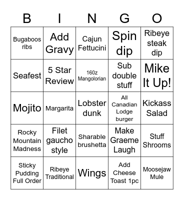 Server Bingo Card