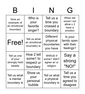 Boundary Bingo Card