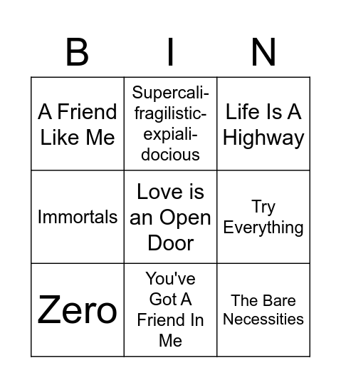 Tyler BINGO Card