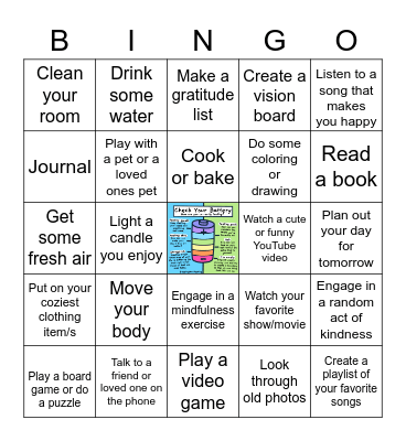 Self-Care Bingo Card