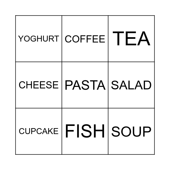 FOOD AND DRINK Bingo Card