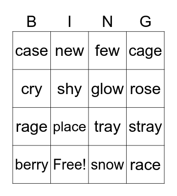Lesson 21 Bingo Card