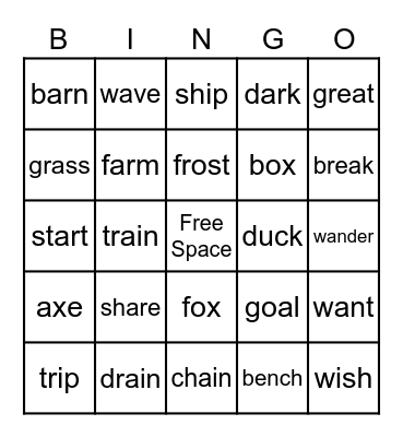 Phonics Bingo 1 Bingo Card