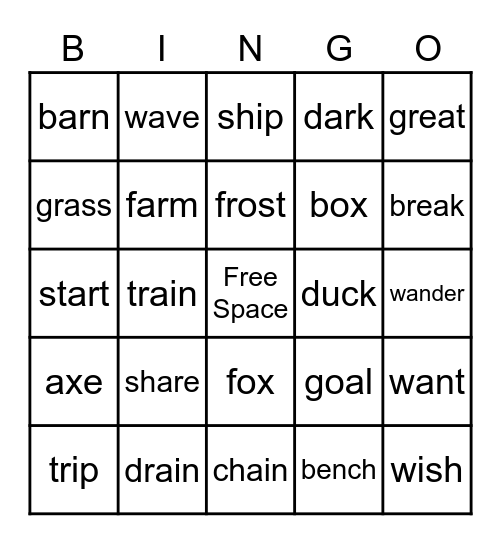 Phonics Bingo 1 Bingo Card