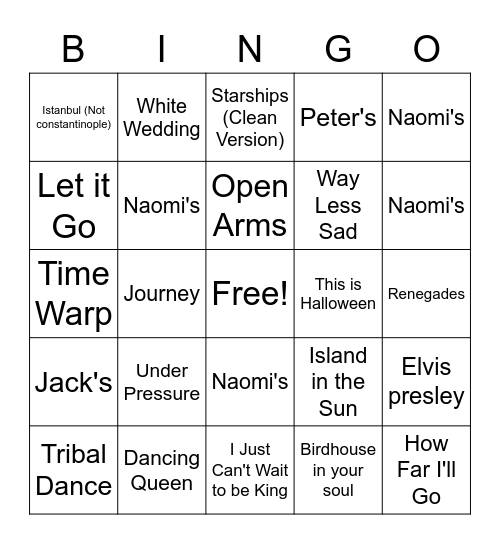 Room for Four Bingo Card