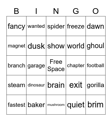 Phonics Bingo Card