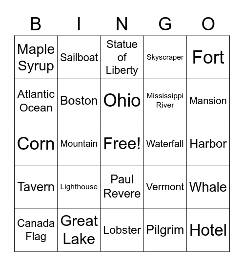 New England Bingo Card